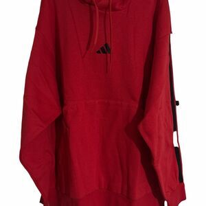 Adidas Men's Vibrant Red Hoodie with Black Accents